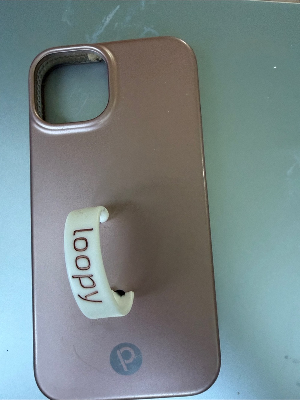 Rose Gold Loopy Phone Case with Cream Loopd Strap 13/14 iPhone